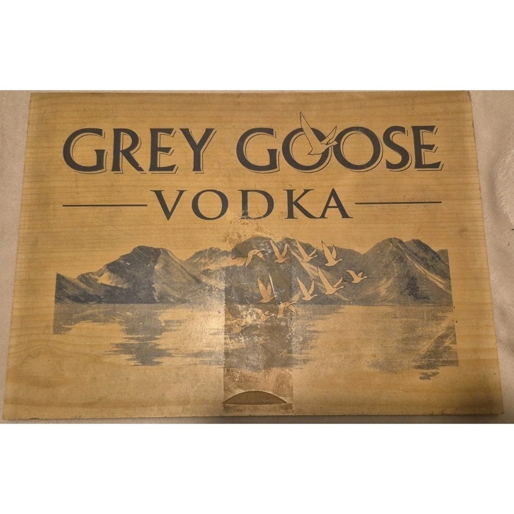 Grey Goose Vodka Wooden Crate Lid Sign Bar Man‎ Cave Wall Art